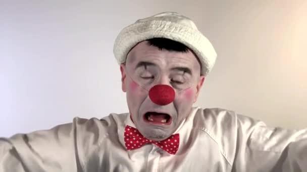 Емоджі Клоун Плачуче Обличчя Мім Клоун Плакав Струмочки Важких Сліз — стокове відео