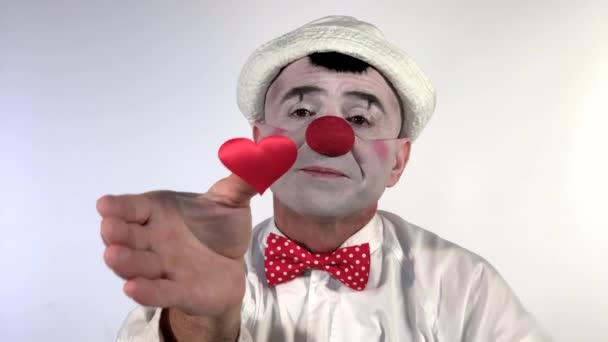 Emoji Clown Teleurgesteld Gezicht Een Droevige Mime Clown Met Een — Stockvideo