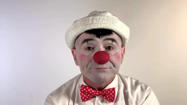 Emoji Clown Gesicht Genießen Essen Ein Hungriger Pantomime Clown Dessen — Stockvideo