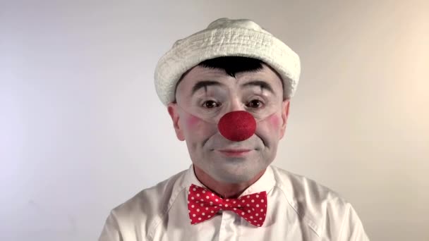 Emoji Clown Faccia Assaporare Cibo Viso Sbavante Clown Mimo Affamato — Video Stock