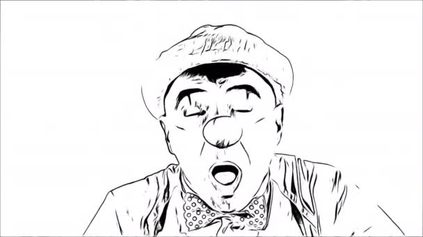 Clown Emoji Cartoon Blanc Noir Visage Éternuant Clown Mime Éternue — Video