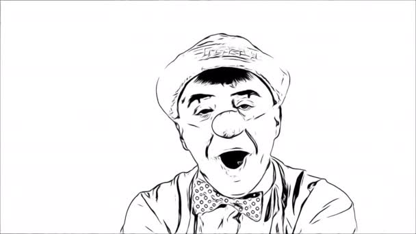 Emoji Klaun Cartoon Black White Spící Tvář Ospalý Klaun Zívne — Stock video