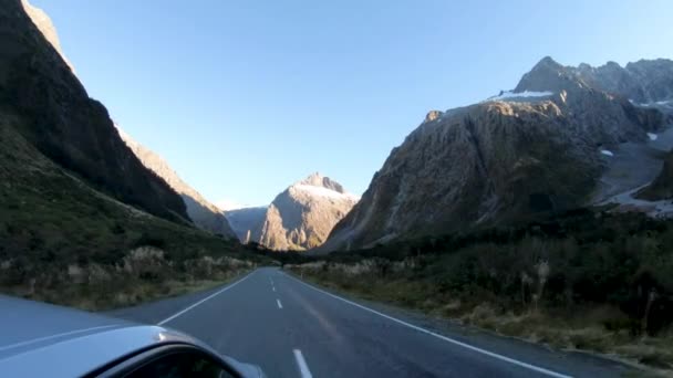 Conduire Travers Col Montagne Sur Chemin Retour Milford Sound Nouvelle — Video