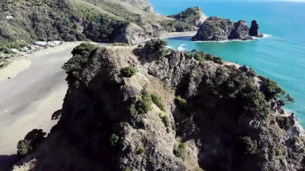 Piloter Drone Dessus Plage Piha Auckland Nouvelle Zélande — Video