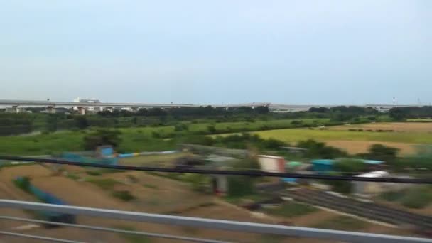 Vista Tokio Pasando Desde Interior Del Tren Bala Shinkansen — Vídeos de Stock