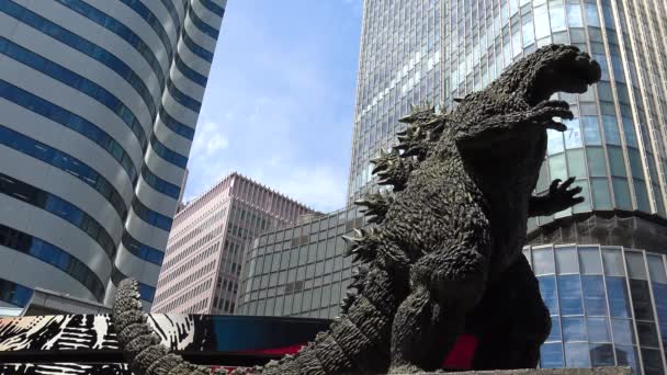 Estátua Monstro Radioativo Godzilla Meio Praça Hibiya Godzilla — Vídeo de Stock