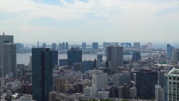 Légi Kilátás Tengerre Hídra Tokióban — Stock videók