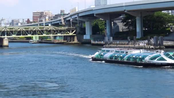 Toeristische Boot Rivier Asakusa Tokio Japan — Stockvideo