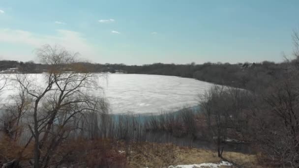 Aerial Drone Video Lake Susan Chanhassen Minnesota Flying Trees Receding — Stock Video