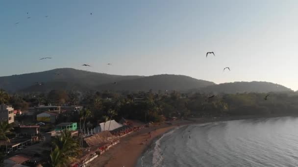 Красивый Закат Пляже Атикама Мексике Параисо Дель Пасифико — стоковое видео