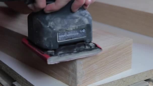 Terminar Lijar Relleno Madera Estantes Flotantes Madera Preparación Para Ser — Vídeo de stock