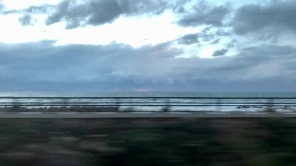 Horyzont Morza Nieba Tło Morze Niebo Zachód Słońca Ruch Dużą — Wideo stockowe
