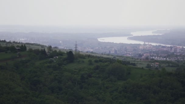 Bredare Panoramautsikt Från Liten Stad Ungern Och Dess Omgivning — Stockvideo