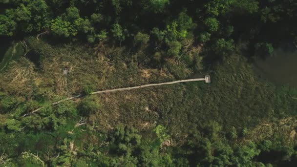 Alta Altitude Panning Movimento Areial Filmagem Uma Trilha Natureza Seu — Vídeo de Stock