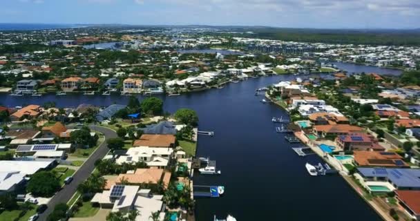 Drone Flight Coastal City District — Stock video