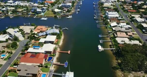 Drone Flight Seaside Town — Stock Video