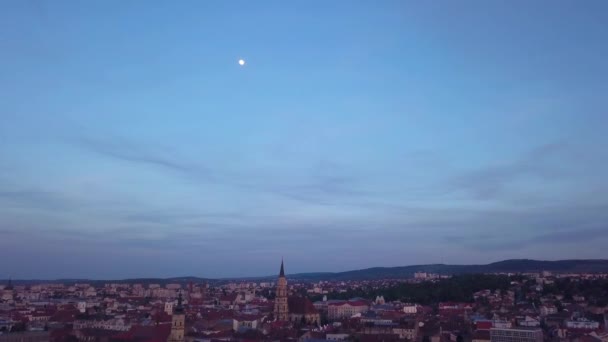 Letecký Pohled Cluj Severozápadní Rumunsko Drone Záběr Domů Střech Kostelů — Stock video