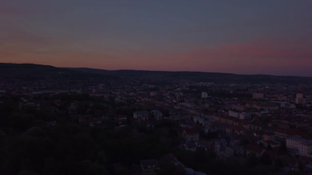 Letecký Pohled Cluj Severozápadní Rumunsko Dron Střílel Při Západu Slunce — Stock video