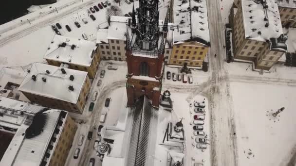 Створення Вигляду Гарних Ріддаргольменів Сусіднього Порту Центрі Стокгольма Протягом Чудових — стокове відео