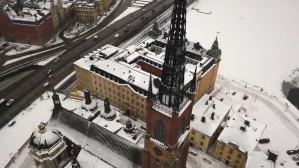 Знаменита Пам Ятка Туризму Церква Ріддаргольма Стокгольм Швеція Обертається Повітря — стокове відео