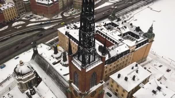 Marco Histórico Ilha Riddarholmen Centro Estocolmo Suécia — Vídeo de Stock