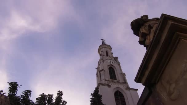 Вид Церковь Клуж Ока Румыния Церковная Религиозная Башня Балканской Трансильвании — стоковое видео