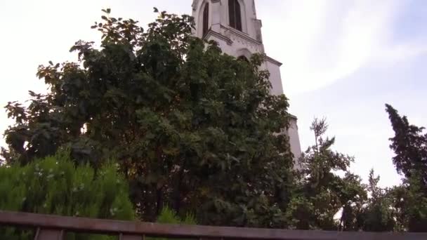 Vista Igreja Cluj Napoca Romênia Torre Religiosa Transilvânia Dos Balcãs — Vídeo de Stock