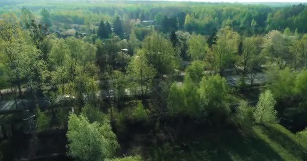 Drone Punto Vista Complesso Residenziale Nei Sobborghi Circondati Dalla Foresta — Video Stock