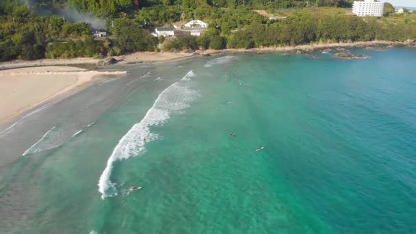 Surfistas Pegando Algumas Ondas Largo Costa Japão — Vídeo de Stock