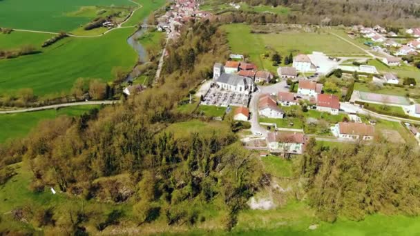 Top View Chapel Cemetery Town — Vídeo de Stock