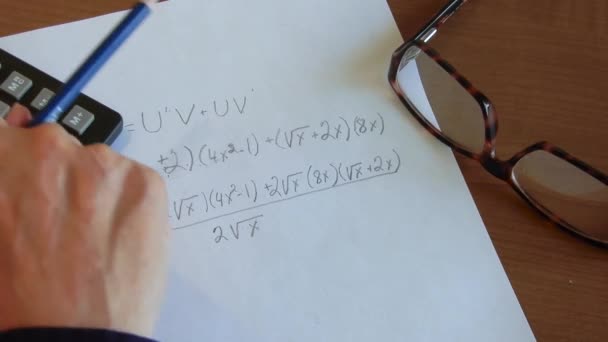 Mathematician Working Specific Calculus Equation Sole Problem — Stock video