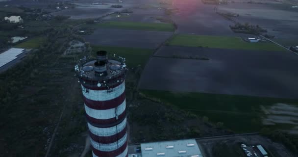 Aerial View Circular Camera Movement Approaching Chimney — стоковое видео