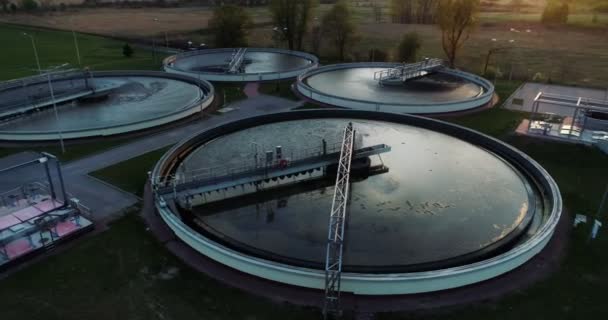 Aerial View Sewage Treatment Plant Camera Moving — Stok video