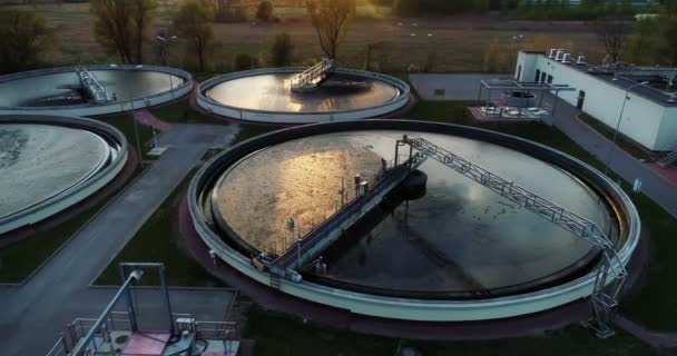 Aerial View Sewage Treatment Plant Camera Moving — Stok Video