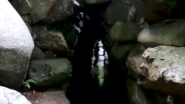 公園内の洞窟に向かって歩いていると — ストック動画