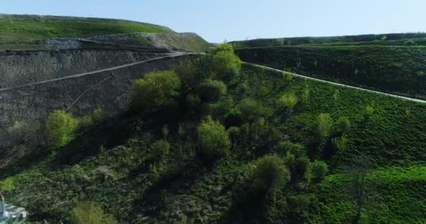 Let Dronem Nad Smetištěm Částečně Zarostlým Vegetací — Stock video