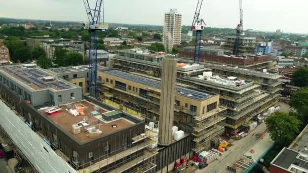 Panorámica Del Edificio Construcción — Vídeo de stock