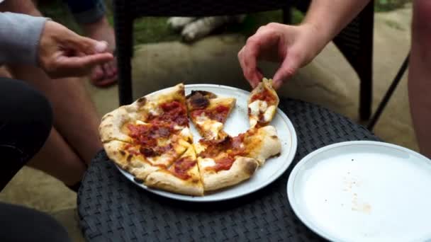 Slow Motion Shot Delicious Homemade Italian Pizza Sourdough Crust Ready — Αρχείο Βίντεο