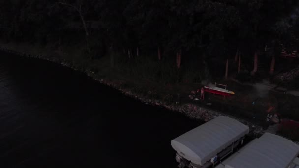 Aerial Video Fireworks Exploding Lake Independence Day — Video