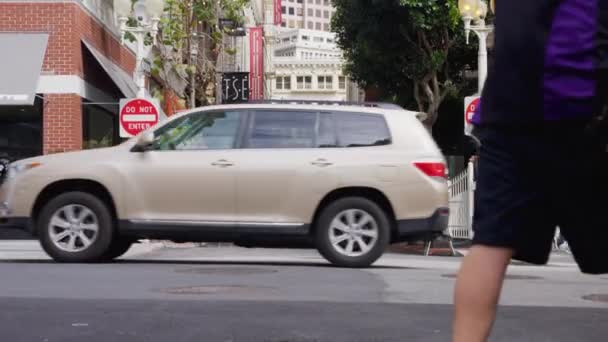 Enter Street San Fransisco Slowmotion Busy Street People Walking Road — Wideo stockowe