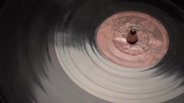 Ancient Vinyl Rotating Turntable Close — Stockvideo