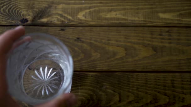 Slow Motion Shot Male Bartender Placing Alcoholic Drink Wooden Table — Wideo stockowe
