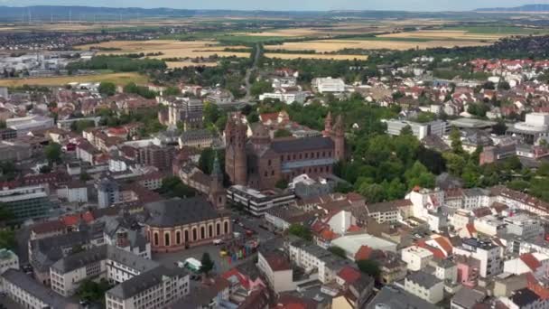 Drone Footage Beutiful Old Dom Church Center City Worms Germany — Stockvideo
