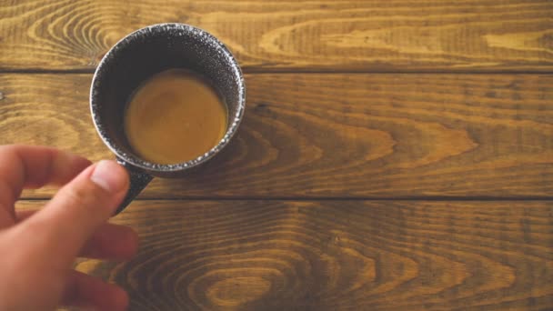 Top Slow Motion Shot Perfectly Poured Single Shot Espresso Made — Αρχείο Βίντεο