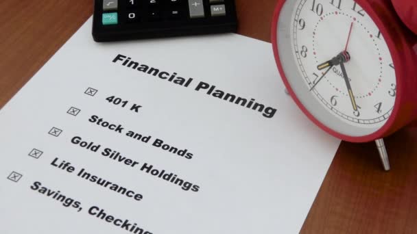 Calculator Clock Symbolize Importance Setting Financial Portfolio Too Late — 图库视频影像