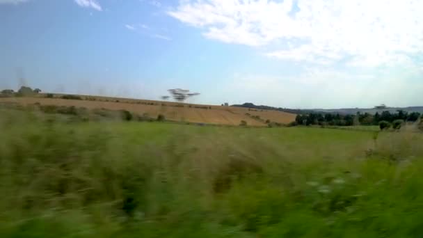 Beautiful Green English British Countryside Passing Out Side Car Driving — Wideo stockowe