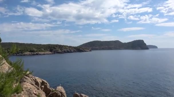 Nature Landscapes Island Ibiza View Helicopter Spans Sea Beautiful Views — Stock Video