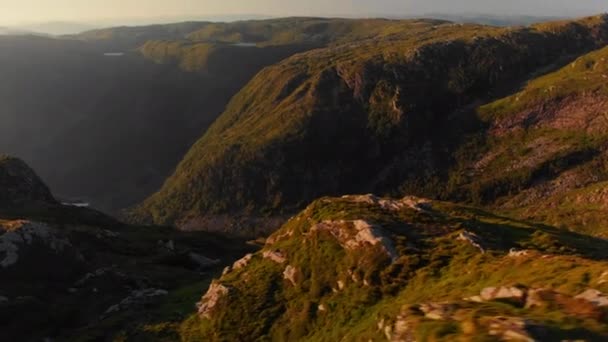 Beautiful Mountains Landscape Sunset Aerial — Stockvideo