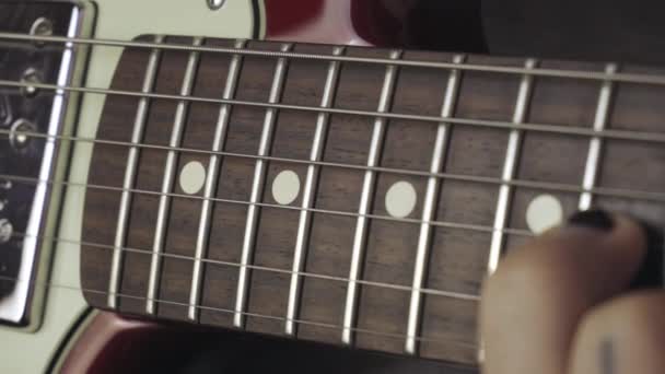 Hands Shabby Black Nail Polish Playing Guitar Rock Musician Plays — Video