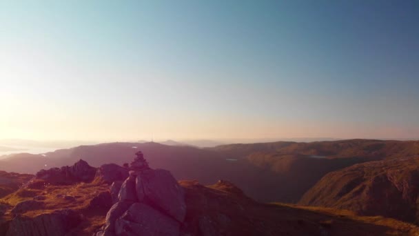 Beautiful Mountains Landscape Sunset Aerial — Stockvideo